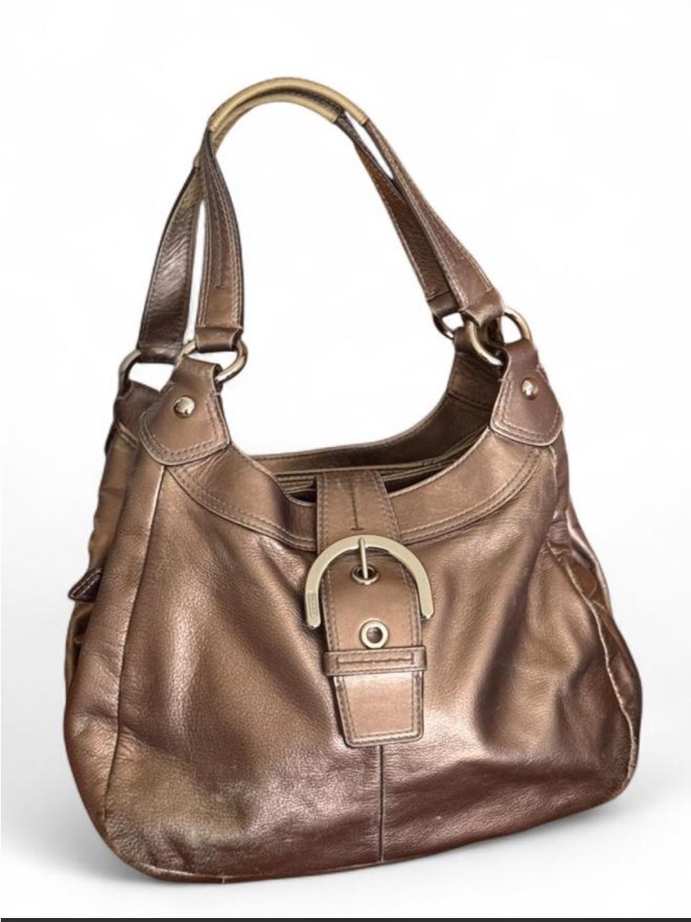 Vintage Coach Metallic Bronze/Taupe Leather Mini Shoulder Bag 🤎✨ Y2K